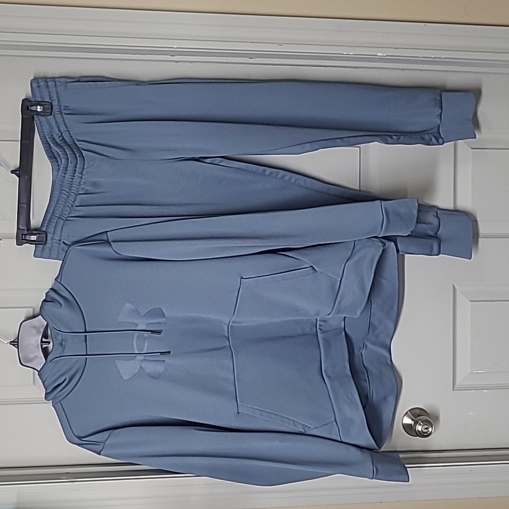 Under Armour Big Logo Hoodie/Jogger 2 Piece Set Blue Gray XL EUC
